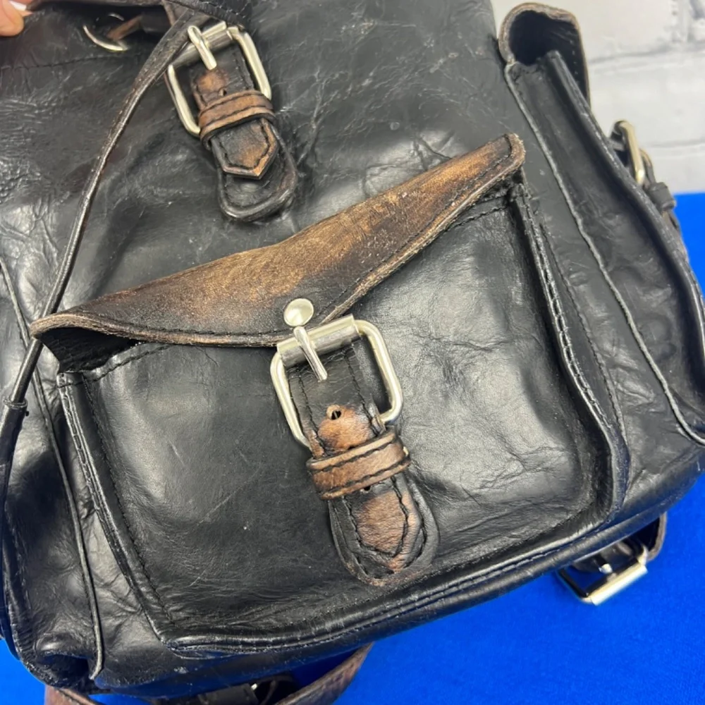 Freebird by Steven Black Leather Backpack with Brown Accents